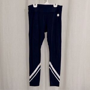 TORY SPORT L Navy Crop White Light Reflective Athletic Leggings